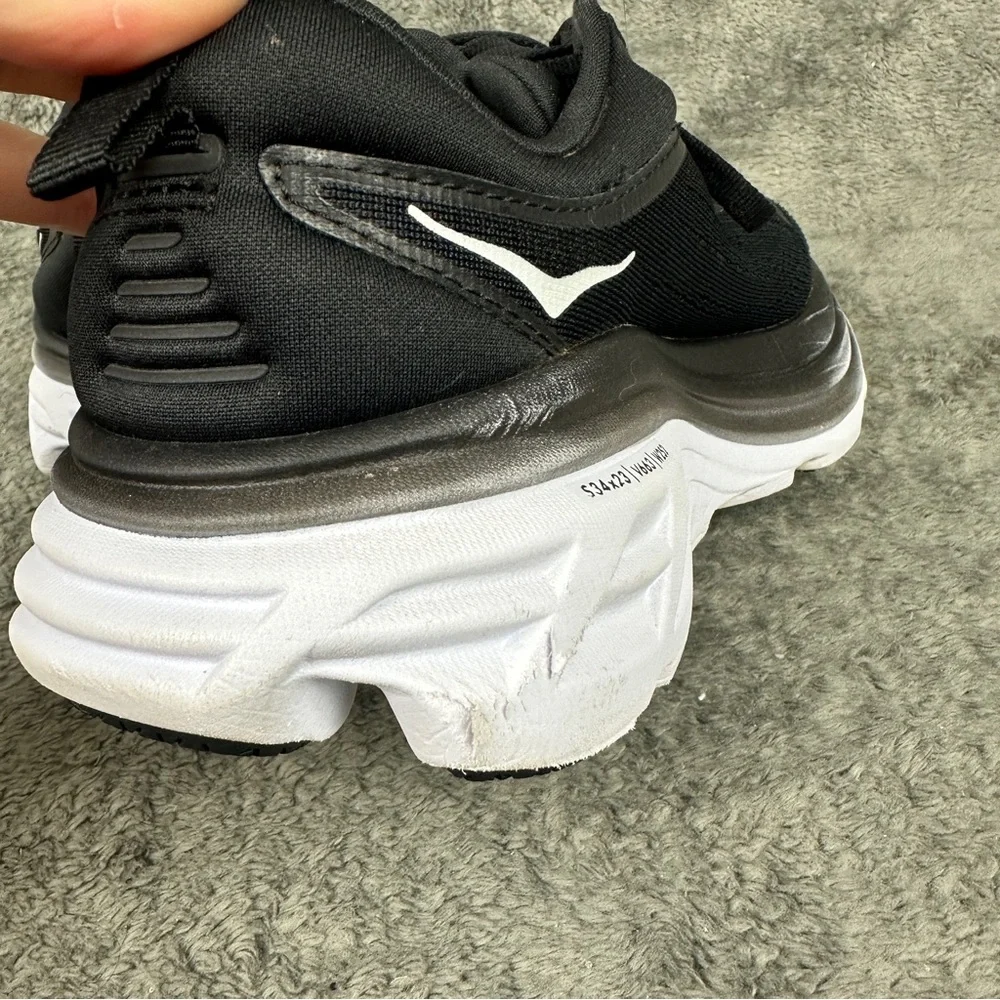 Hoka One One Shoes Womens 6 B Bondi 8 Black/White Running Athletic Gym - Picture 8 of 11